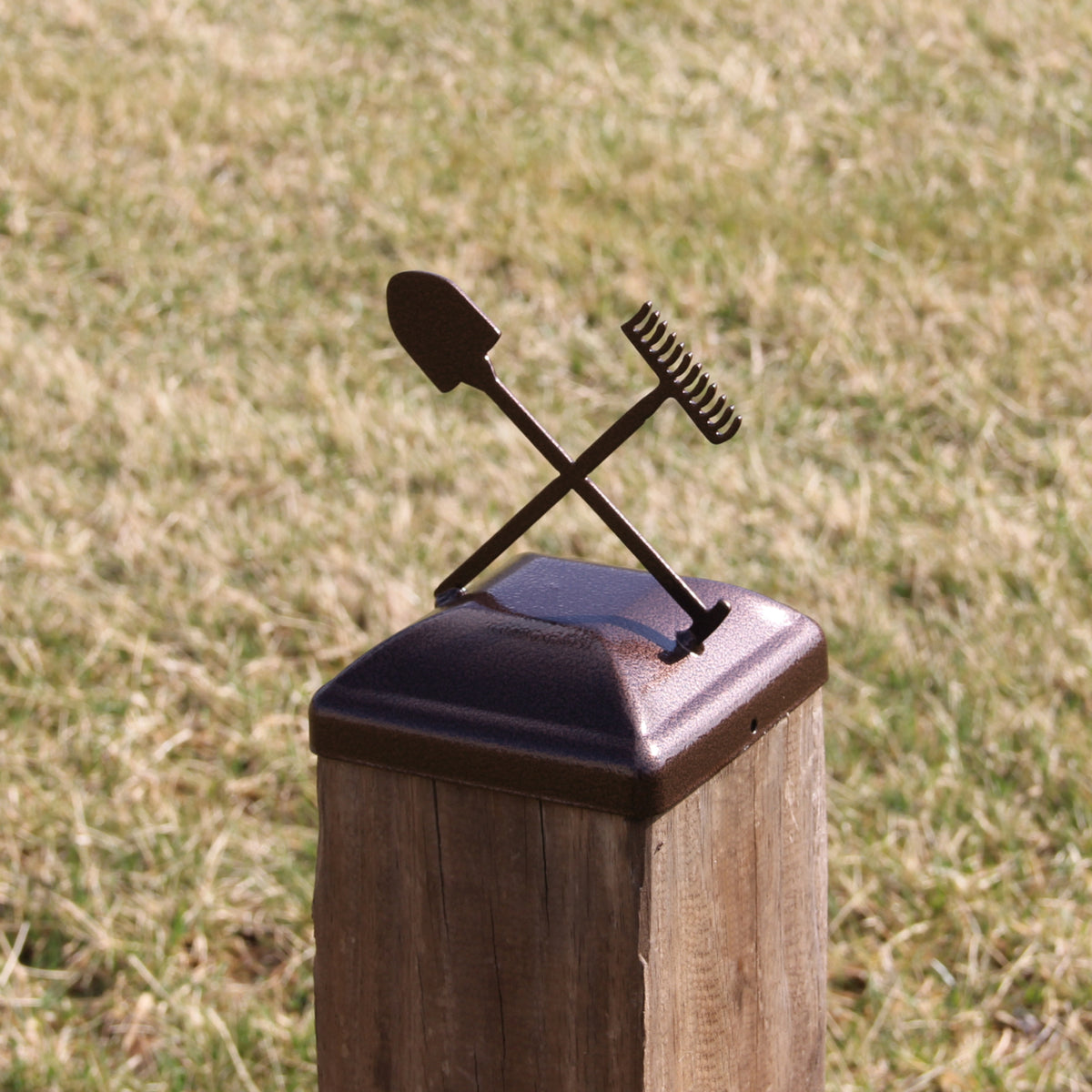 Rake and Shovel Fence Post Cap – Fence Decor - Madison Iron and Wood