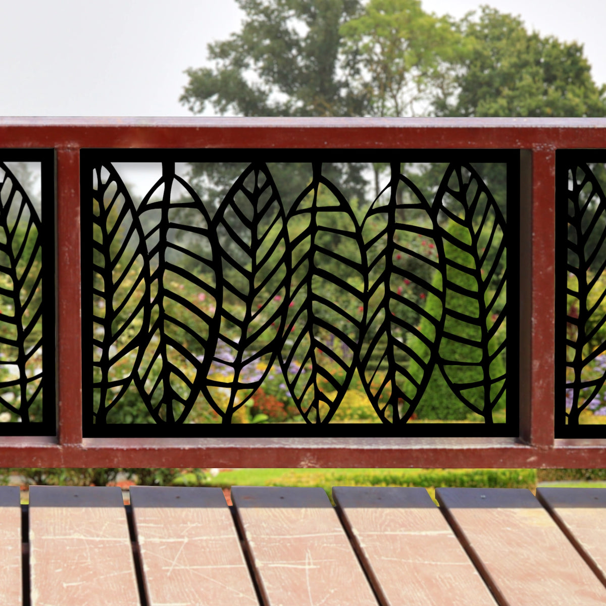 Modern Style Leaves Fence/Gate Panel Insert - Madison Iron and Wood