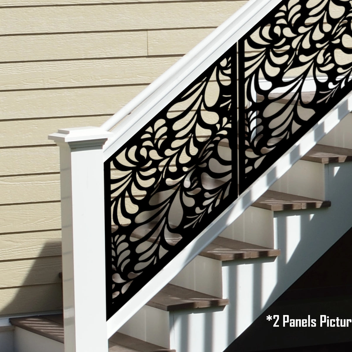 Budding Leaves Stair Railing Panel Insert - Madison Iron and Wood
