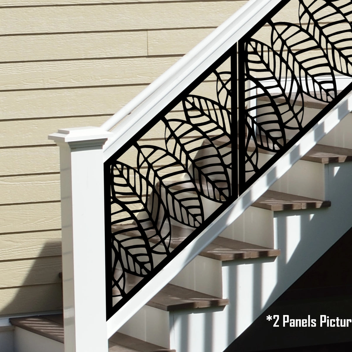 Modern Style Leaves Stair Railing Panel Insert - Madison Iron and Wood