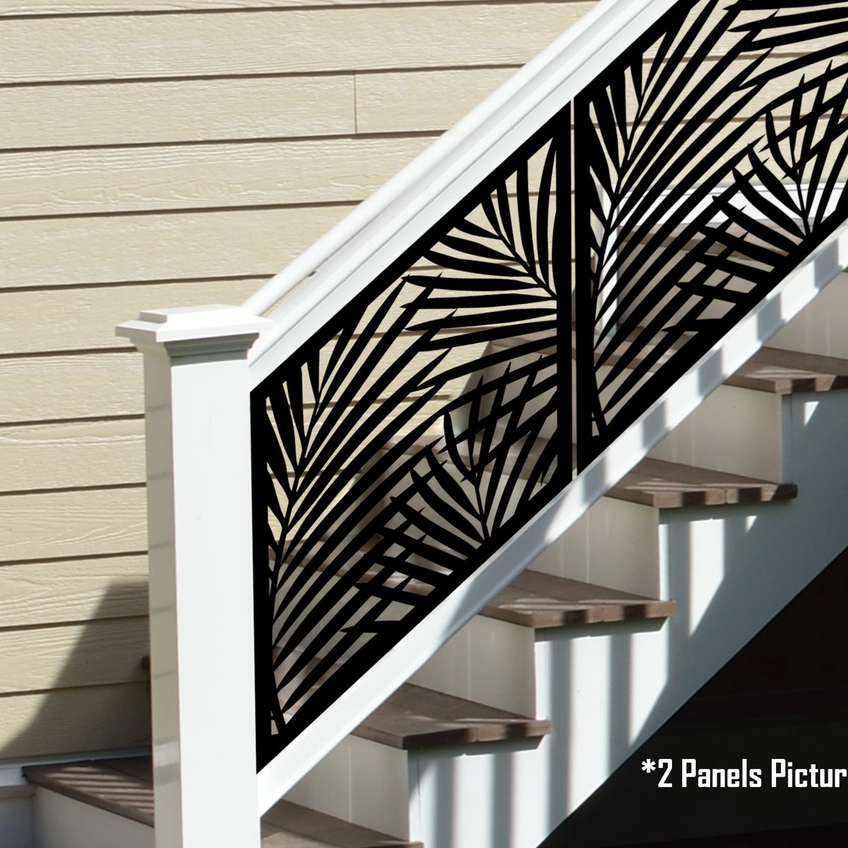 Staircase Railing Panel Palm Leaves Stair Railing Panel Insert - Madison Iron and Wood