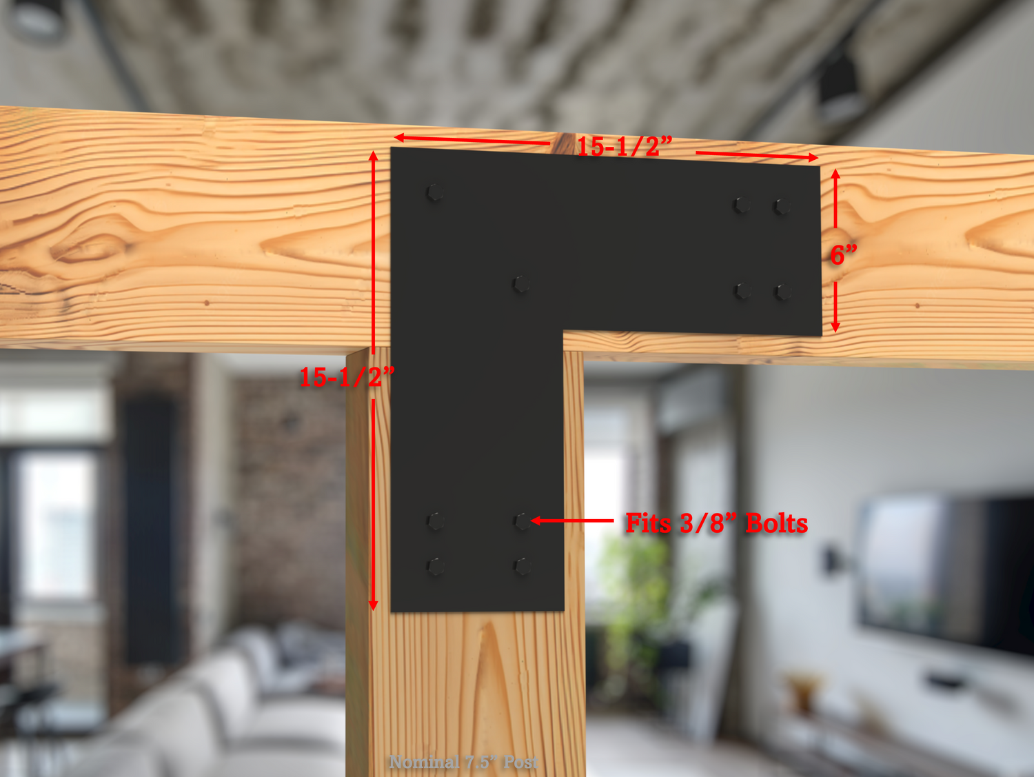 Industrial Style Brackets for 8x8 Dimensional Lumber - Madison Iron and Wood