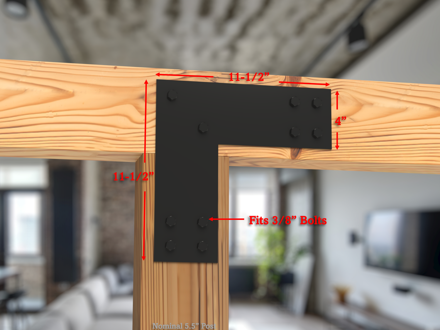 Industrial Style Brackets for 6x6 Dimensional Lumber - Madison Iron and Wood