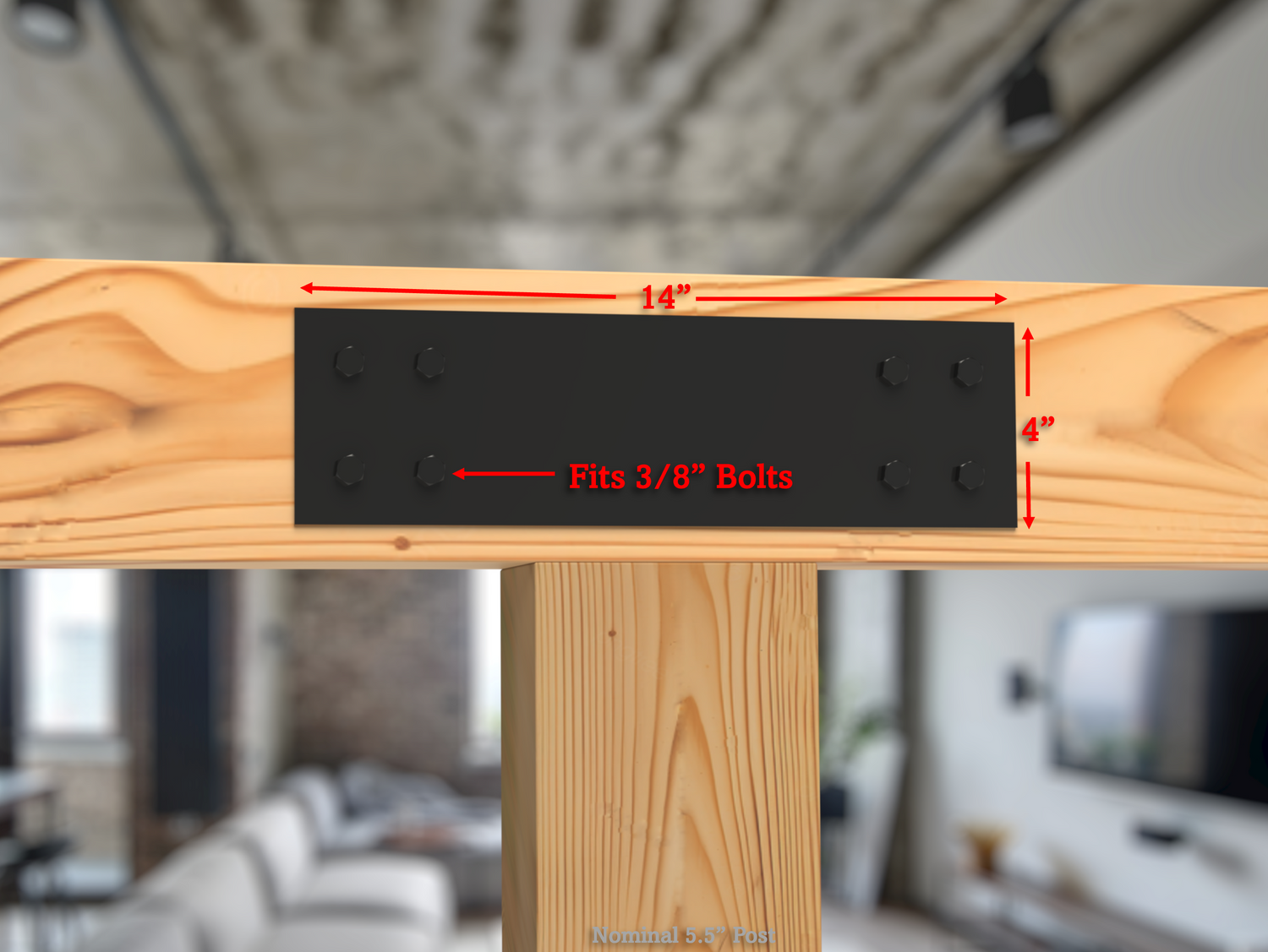 Industrial Style Brackets for 6x6 Dimensional Lumber - Madison Iron and Wood