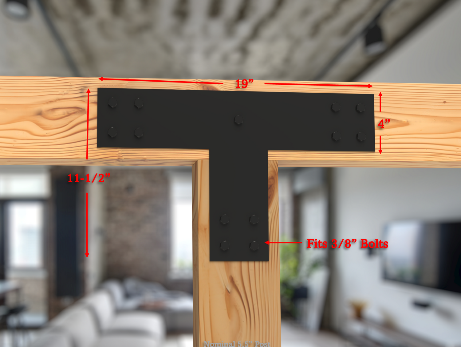 Industrial Style Brackets for 6x6 Dimensional Lumber - Madison Iron and Wood