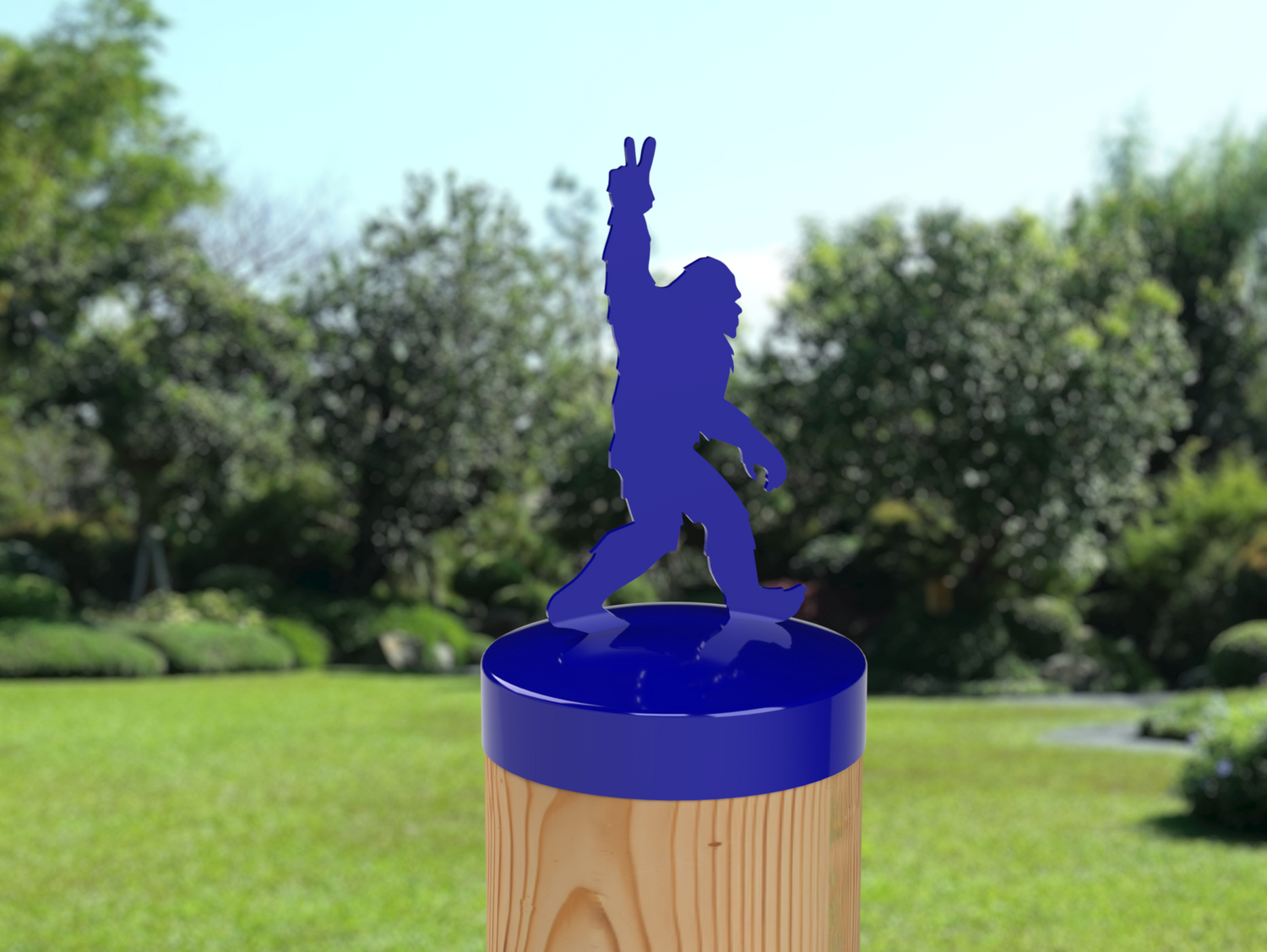 Bigfoot Peace Sign, Round Post Cap (4x4 Round Post Size) - Madison Iron and Wood