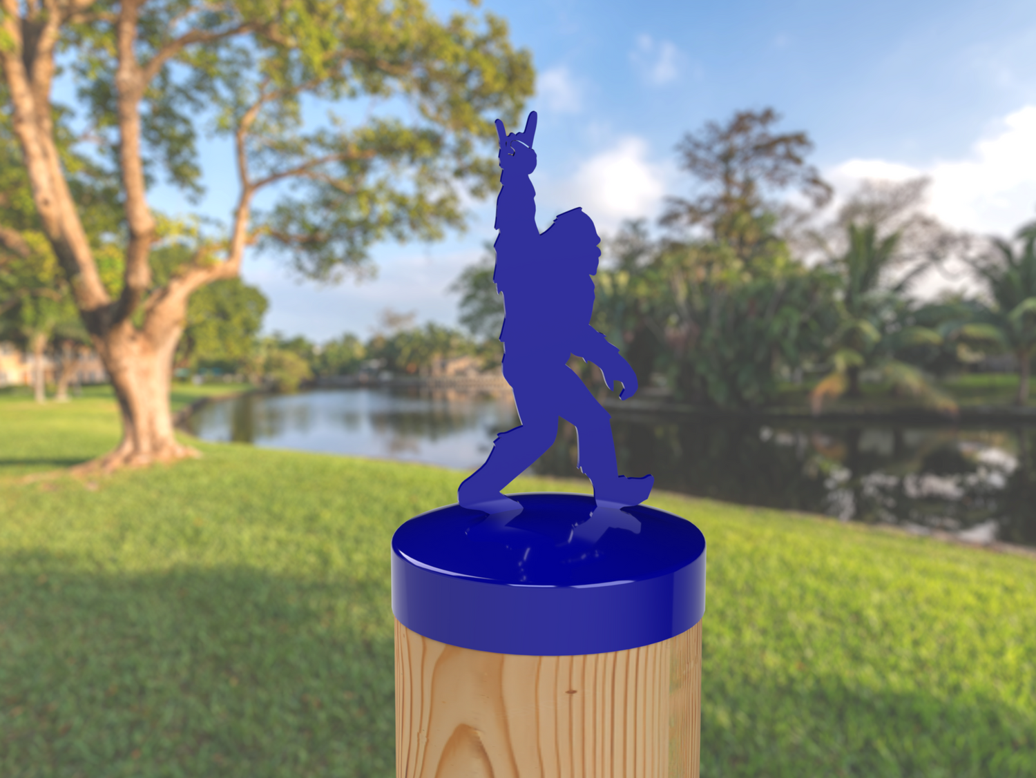 Bigfoot Rock and Roll Sign, Round Post Cap (4x4 Round Post Size) - Madison Iron and Wood