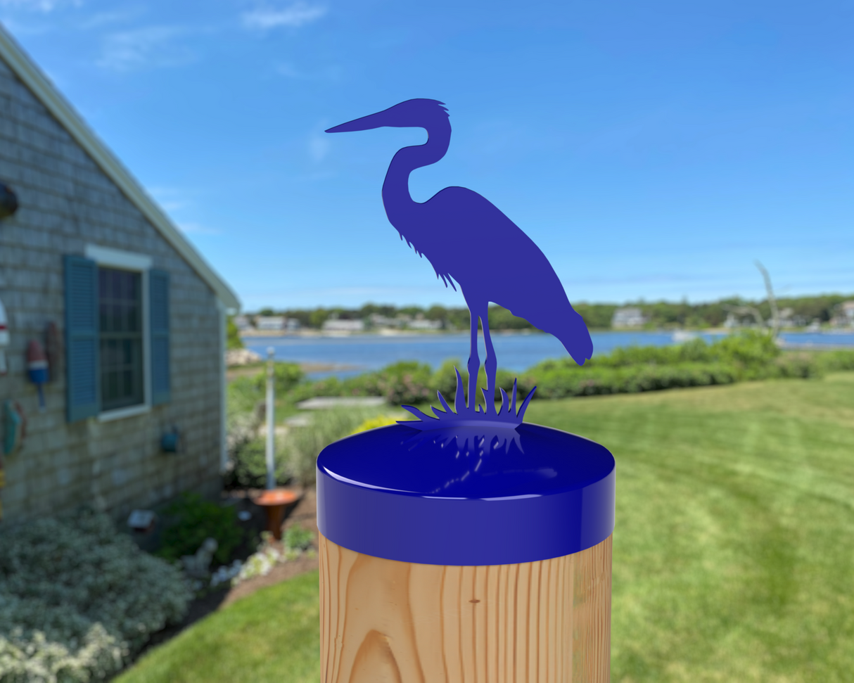 Blue Heron, Round Post Cap (4x4 Round Post Size) - Madison Iron and Wood