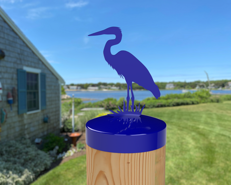 Blue Heron, Round Post Cap (4x4 Round Post Size) - Madison Iron and Wood