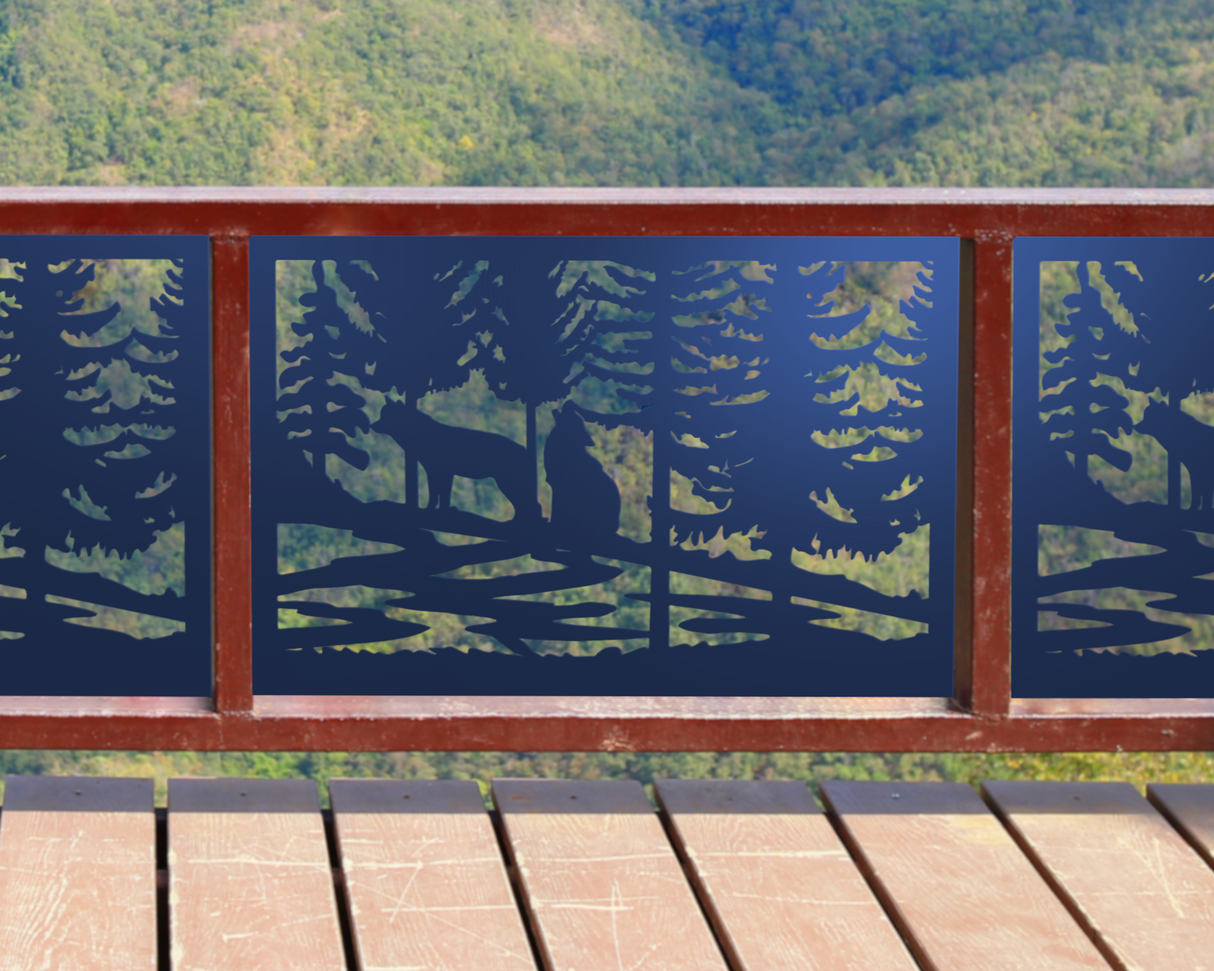 60"x30" - Wolves Howling Fence/Gate Panel Insert