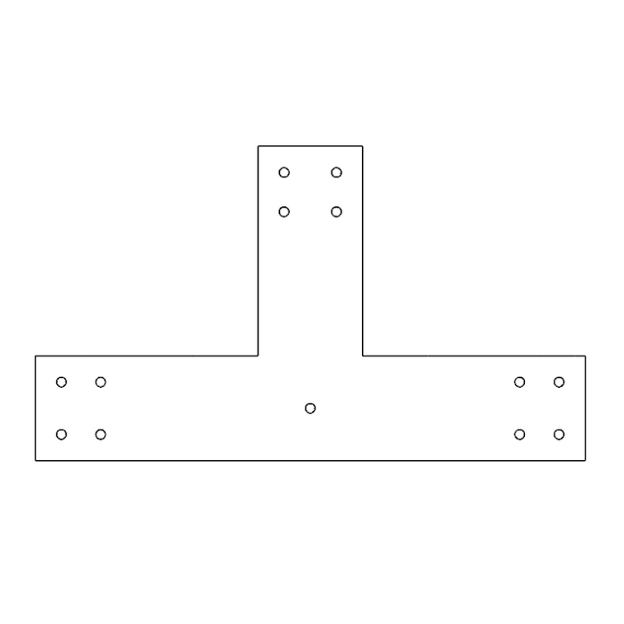 Industrial Style 6x6 Angled T Bracket - 12/12 Pitch (2D)