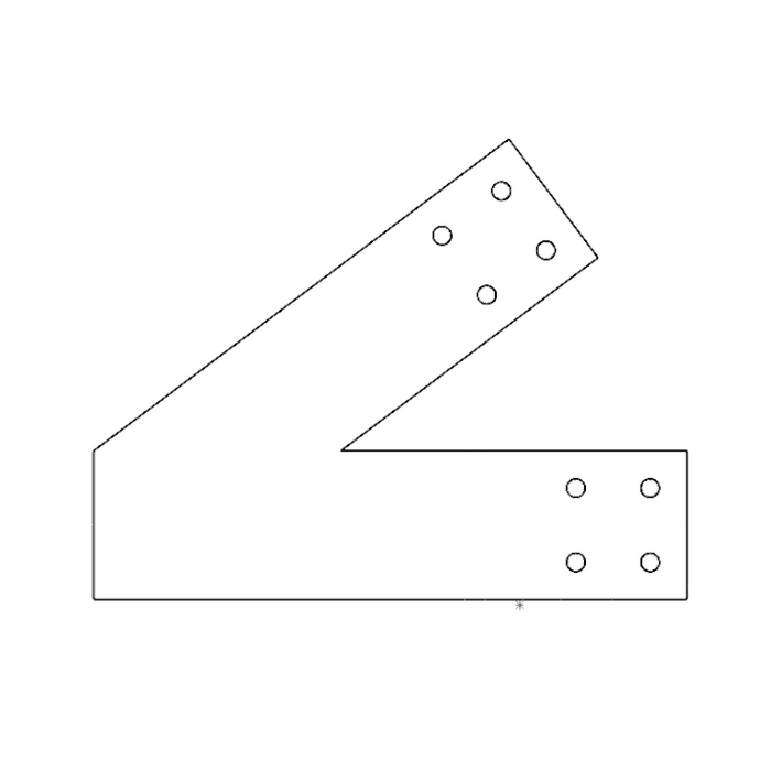 Industrial Style 4x4 Heel Bracket - 9/12 Pitch (2D)