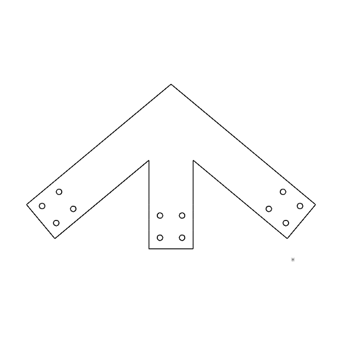 Industrial Style 4x4 Peak Bracket - 10/12 Pitch (2D)