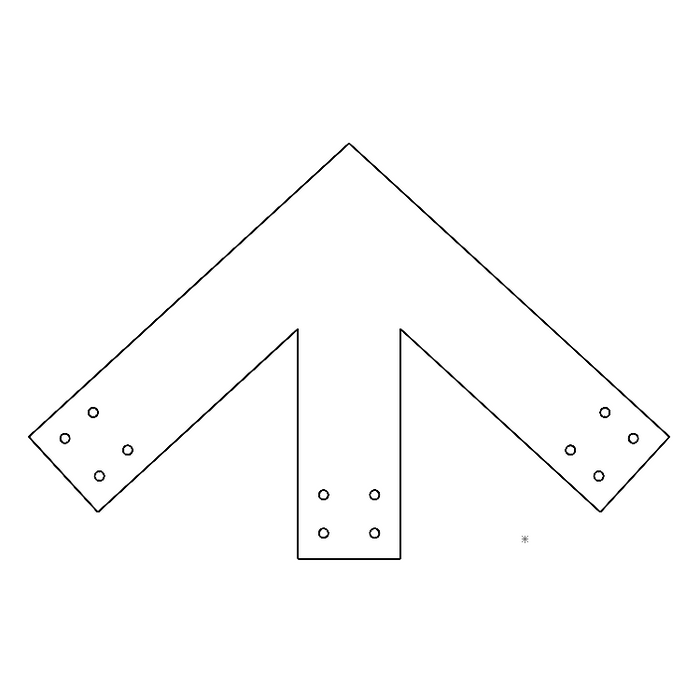 Industrial Style 6x6 Peak Bracket - 11/12 Pitch (2D)
