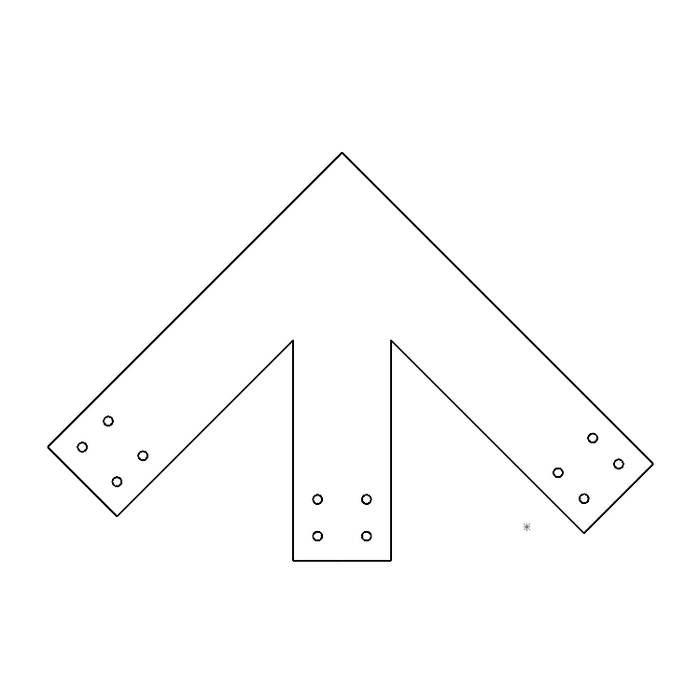 Industrial Style 6x6 Peak Bracket - 12/12 Pitch (2D)