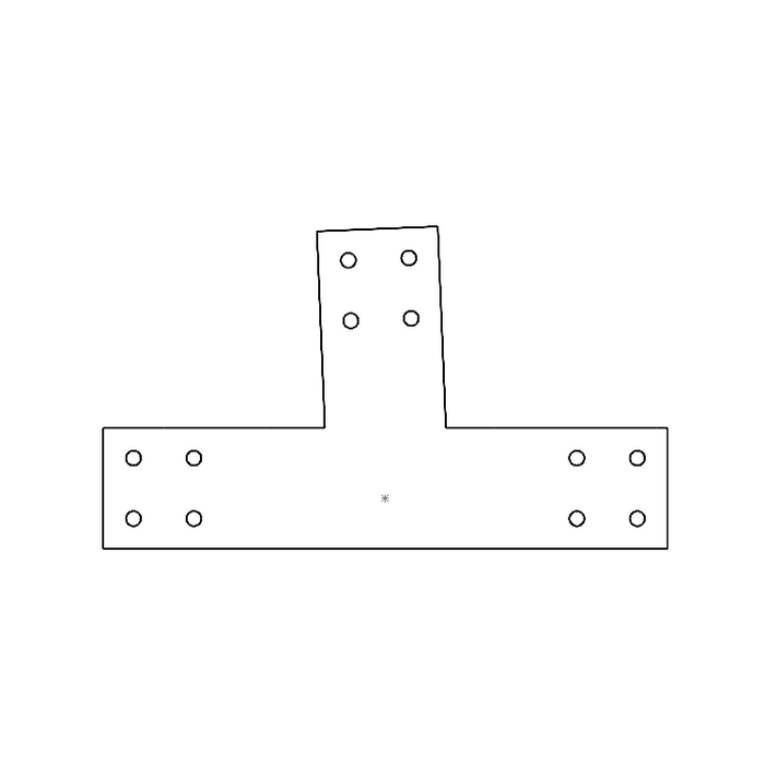 Industrial Style 4x4 Angled T Bracket - 13/12 Pitch (2D)