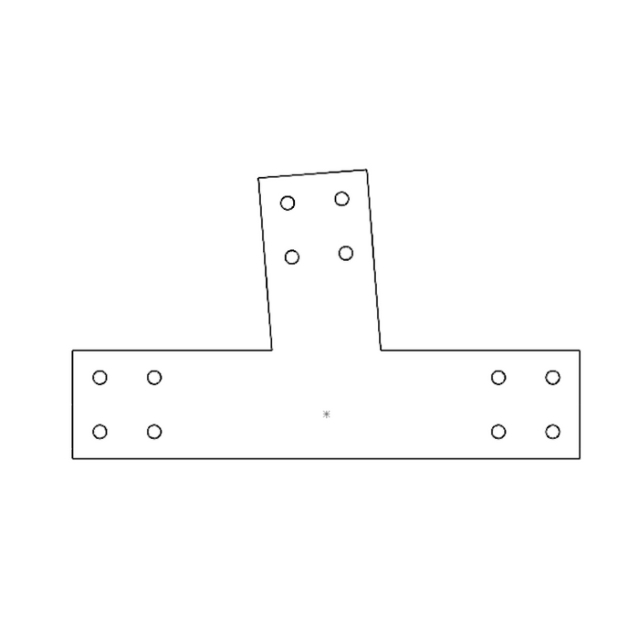 Industrial Style 4x4 Angled T Bracket - 14/12 Pitch (2D)