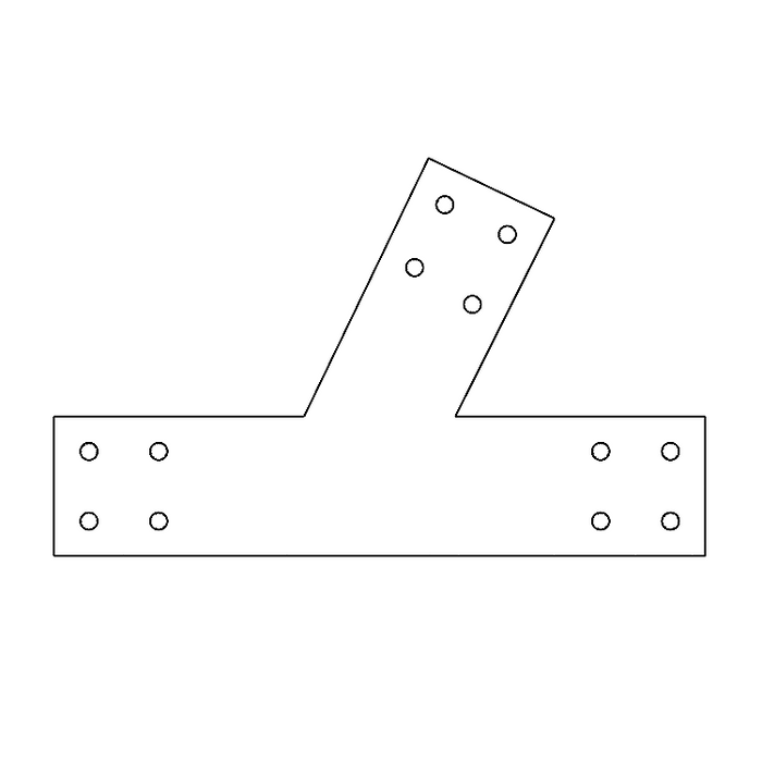Industrial Style 4x4 Angled T Bracket - 4/12 Pitch (2D)