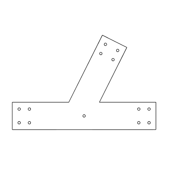 Industrial Style 6x6 Angled T Bracket - 4/12 Pitch (2D)