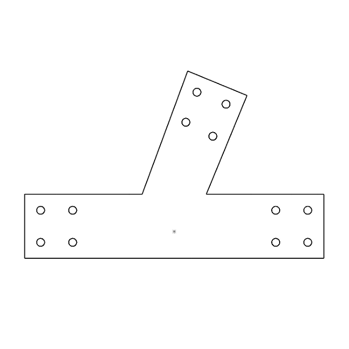 Industrial Style 4x4 Angled T Bracket - 5/12 Pitch (2D)