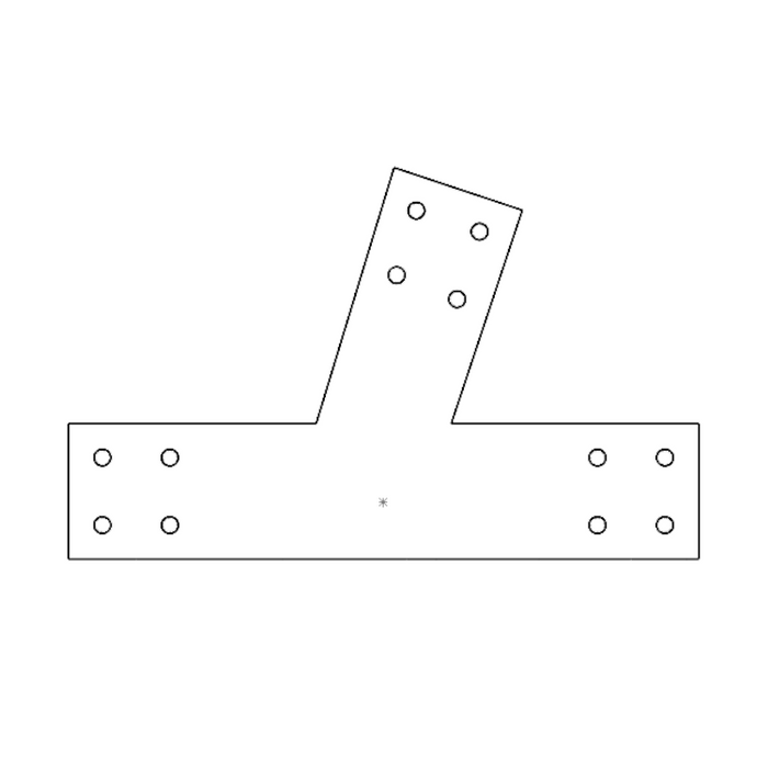 Industrial Style 4x4 Angled T Bracket - 6/12 Pitch (2D)