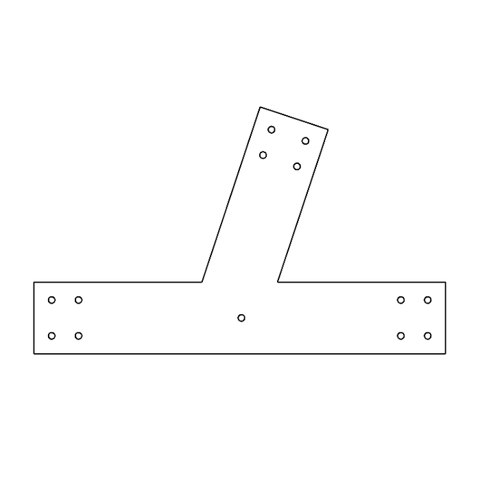 Industrial Style 6x6 Angled T Bracket - 6/12 Pitch (2D)