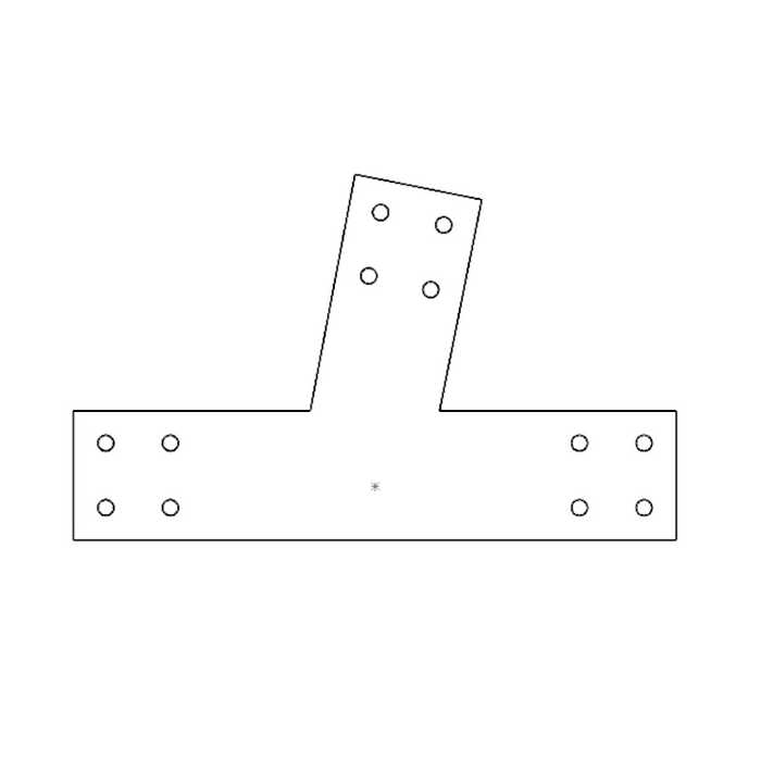 Industrial Style 4x4 Angled T Bracket - 8/12 Pitch (2D)