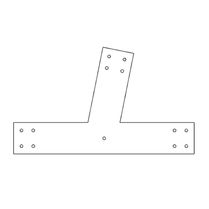 Industrial Style 6x6 Angled T Bracket - 8/12 Pitch (2D)