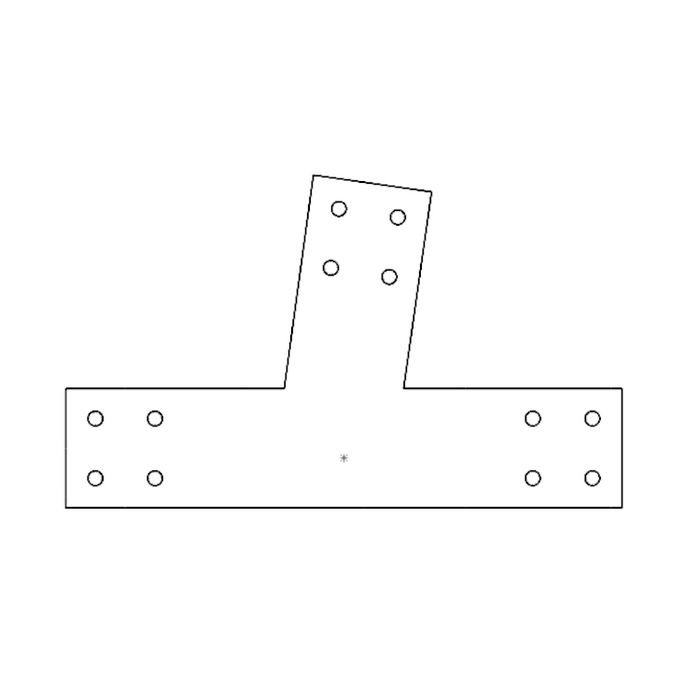Industrial Style 4x4 Angled T Bracket - 9/12 Pitch (2D)