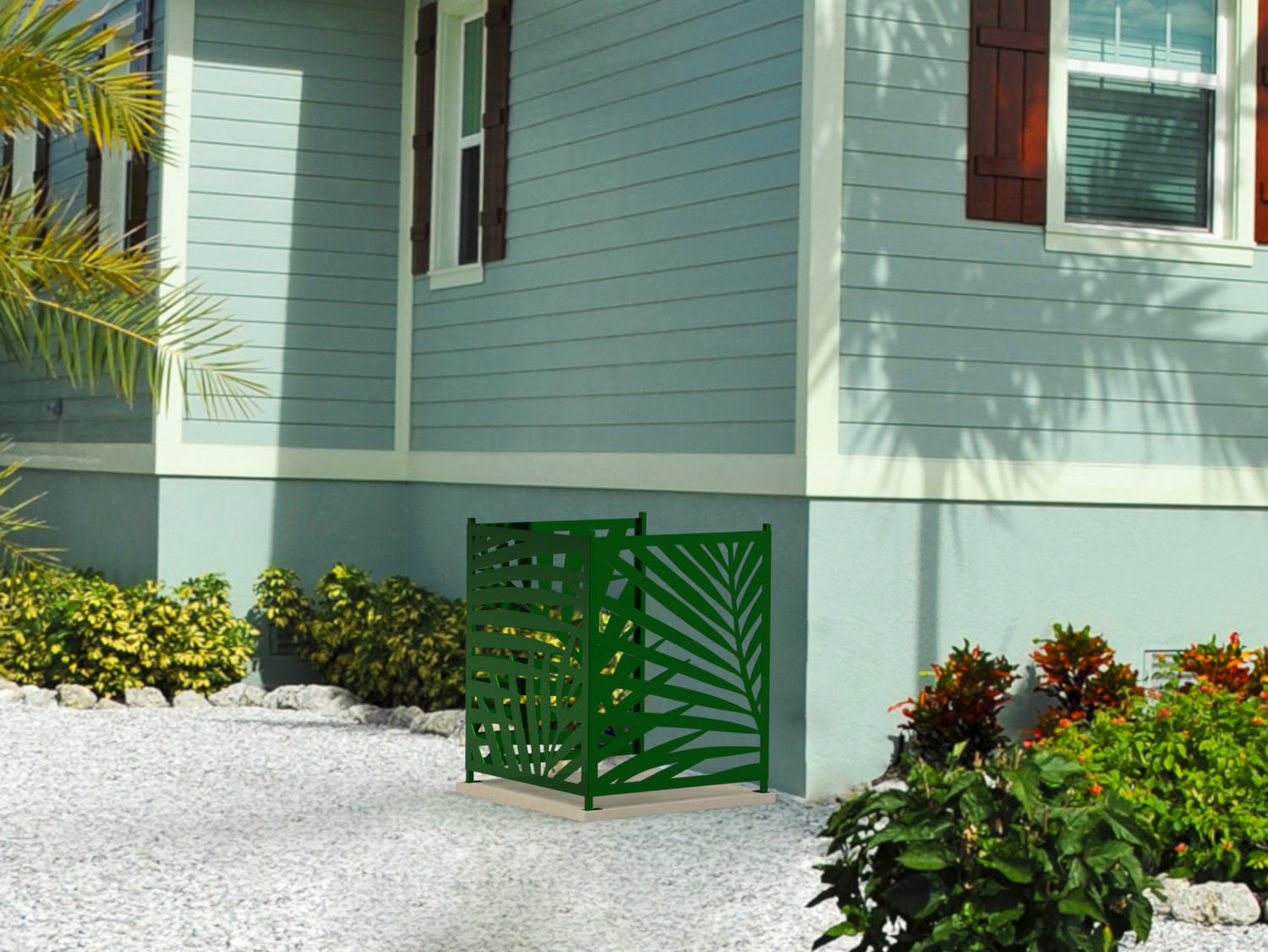 Palm Leaves Design AC Unit Cover - Multiple Sizes - Madison Iron and Wood