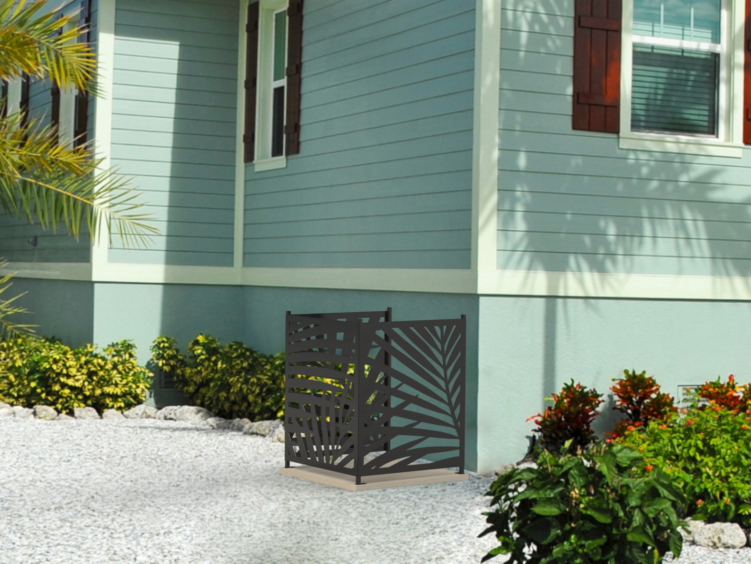 Palm Leaves Design AC Unit Cover - Multiple Sizes - Madison Iron and Wood