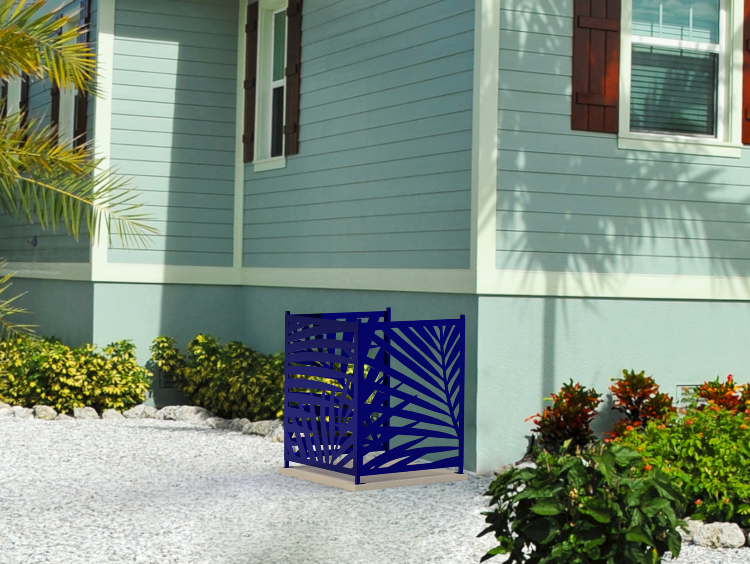 Palm Leaves Design AC Unit Cover - Multiple Sizes - Madison Iron and Wood