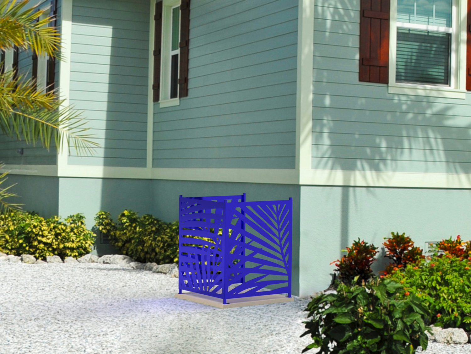 Palm Leaves Design AC Unit Cover - Multiple Sizes - Madison Iron and Wood