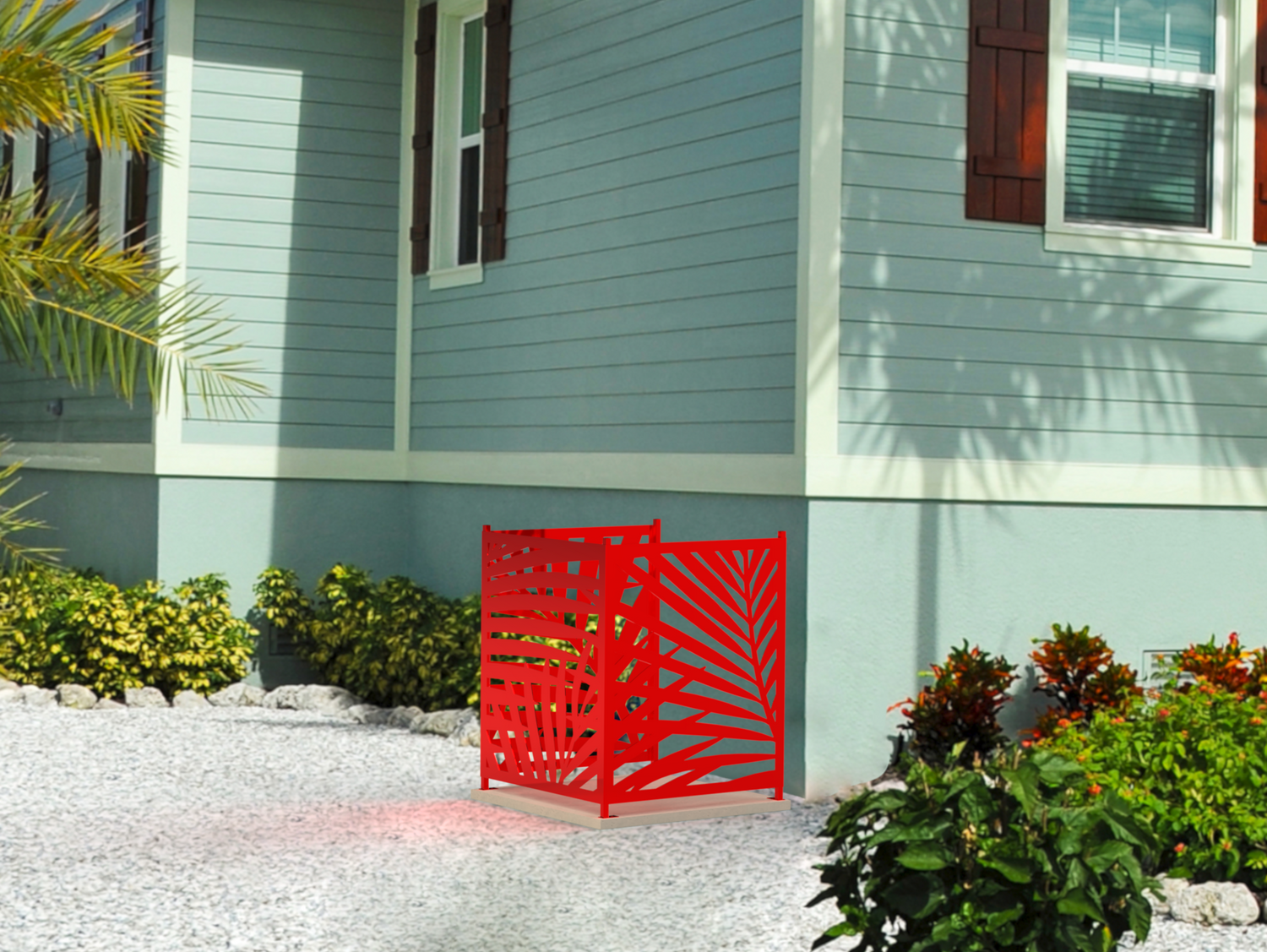 Palm Leaves Design AC Unit Cover - Multiple Sizes - Madison Iron and Wood