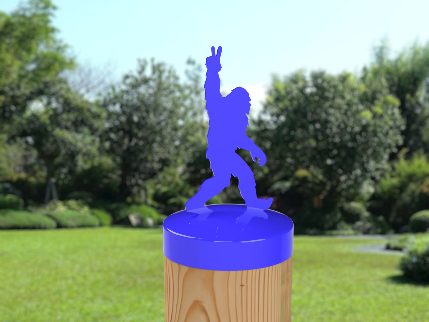 Bigfoot Peace Sign, Round Post Cap (4x4 Round Post Size) - Madison Iron and Wood