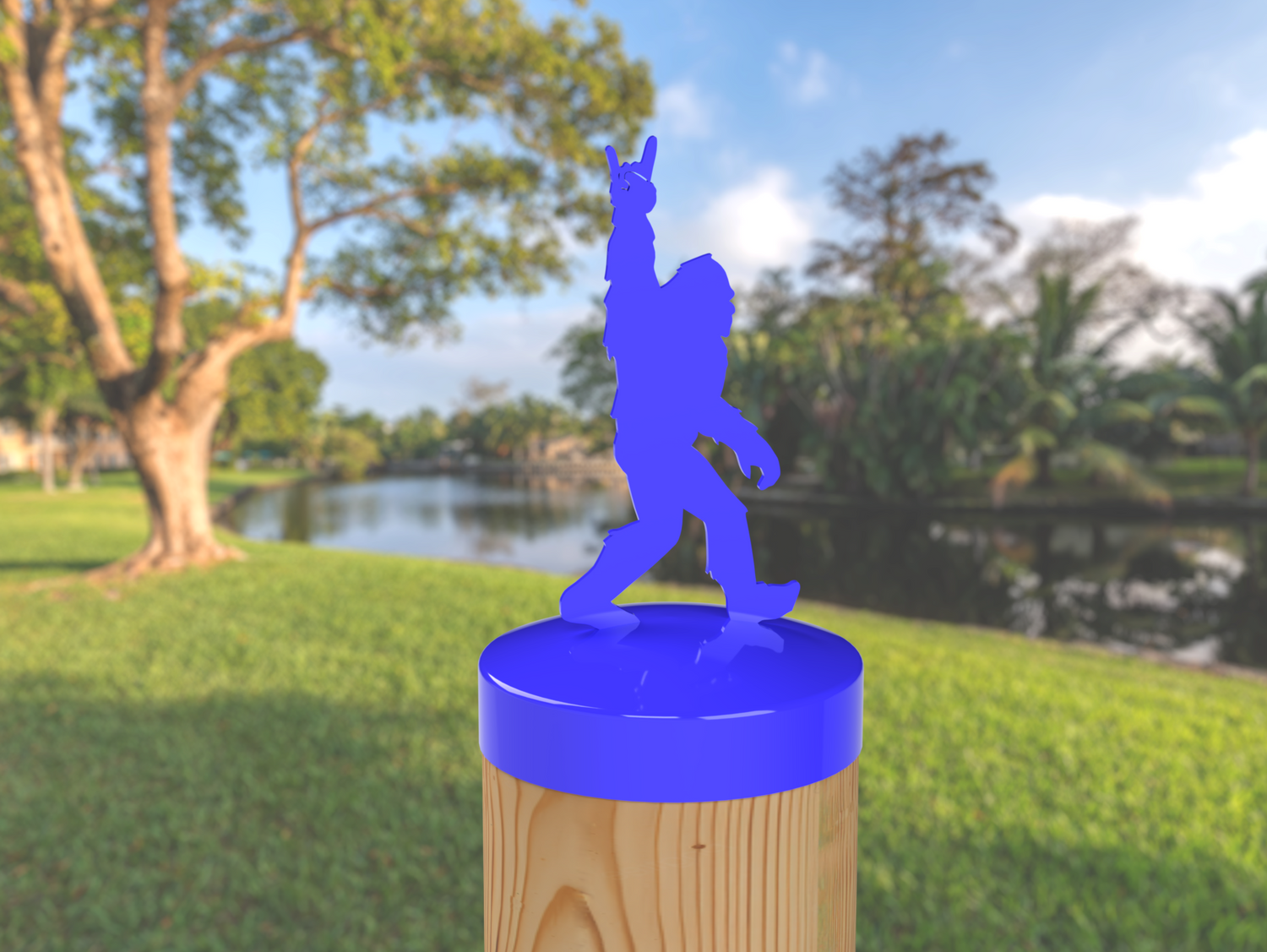 Bigfoot Rock and Roll Sign, Round Post Cap (4x4 Round Post Size) - Madison Iron and Wood