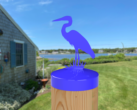 Blue Heron, Round Post Cap (4x4 Round Post Size) - Madison Iron and Wood
