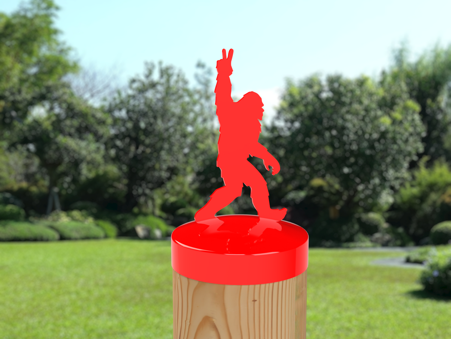 Bigfoot Peace Sign, Round Post Cap (4x4 Round Post Size) - Madison Iron and Wood