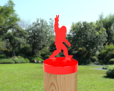 Bigfoot Peace Sign, Round Post Cap (4x4 Round Post Size) - Madison Iron and Wood