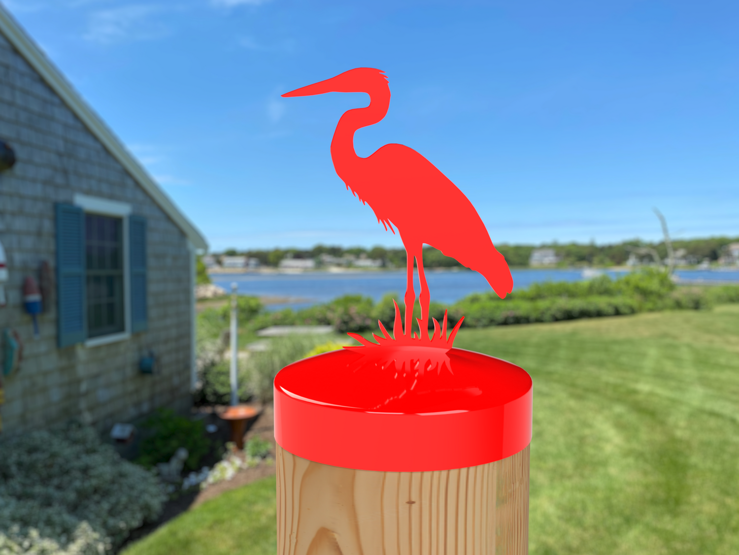 Blue Heron, Round Post Cap (4x4 Round Post Size) - Madison Iron and Wood