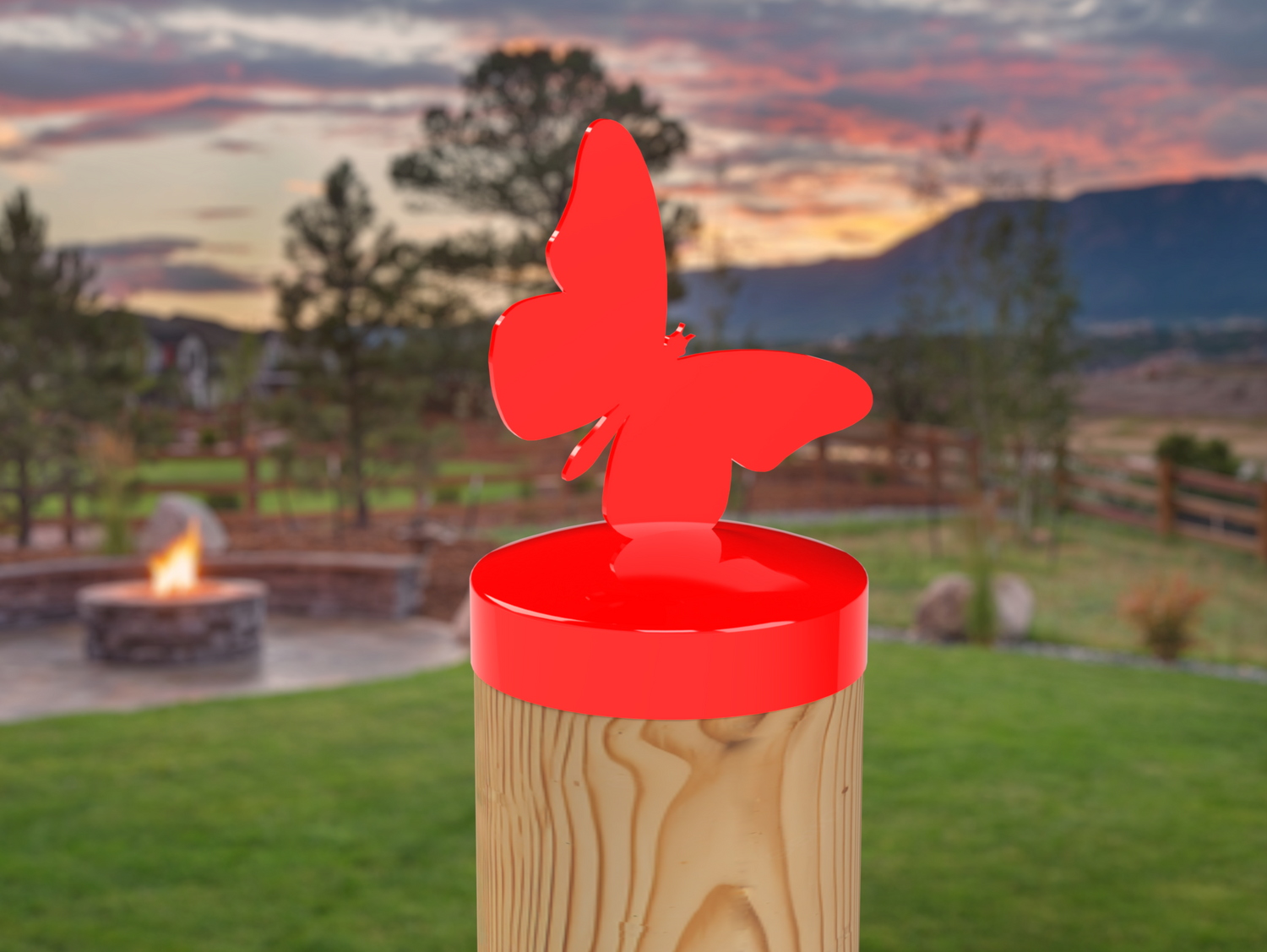 Butterfly, Round Post Cap (4x4 Round Post Size) - Madison Iron and Wood