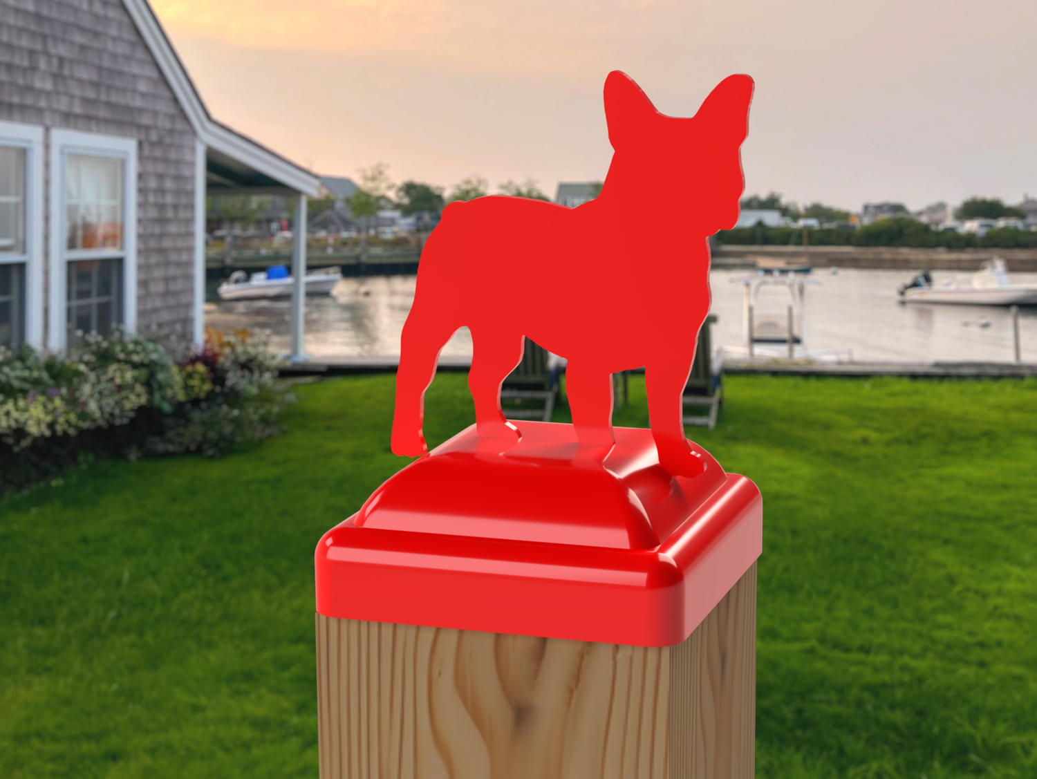 4x4 French Bulldog Post Cap (Fits 3.5 x 3.5 Post Size) - Madison Iron and Wood