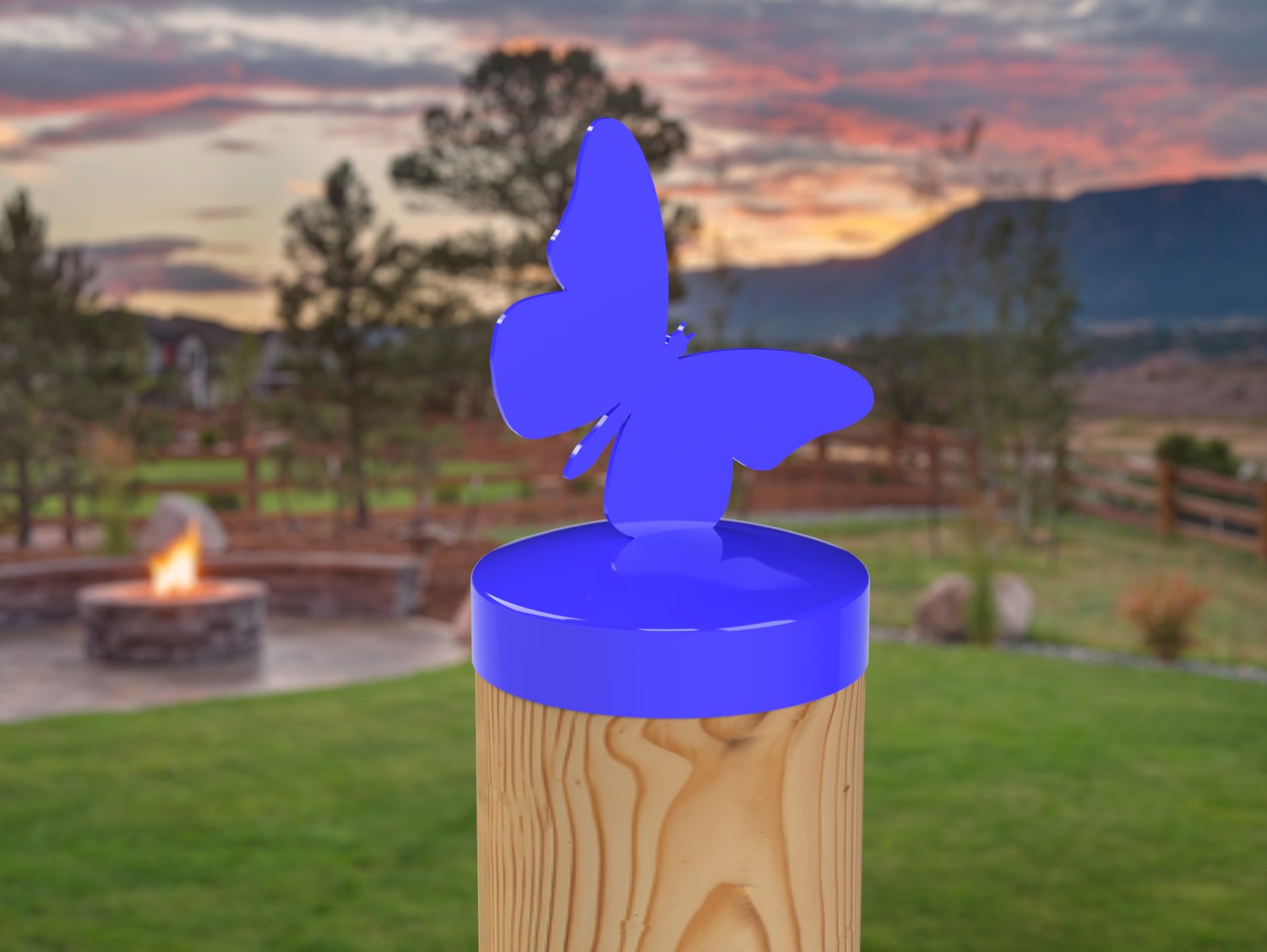 Butterfly, Round Post Cap (4x4 Round Post Size) - Madison Iron and Wood