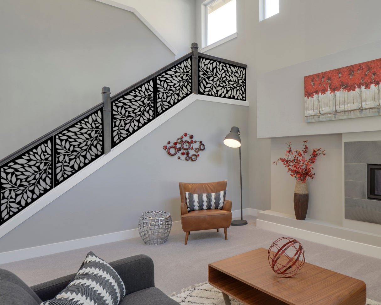 Tree Leaves Stair Railing Panel Insert | Madison Iron and Wood