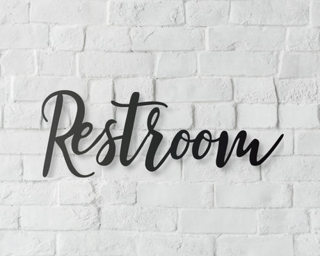 Restroom or Restrooms Sign Metal Word Sign - Madison Iron and Wood