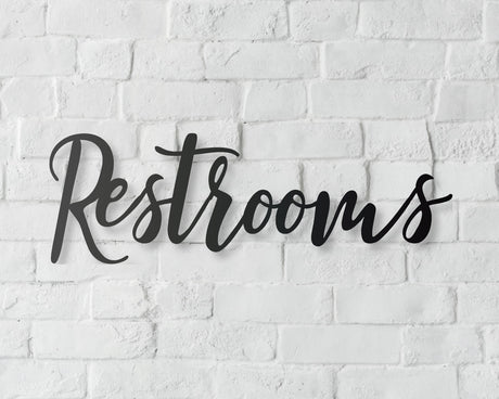 Restroom or Restrooms Sign Metal Word Sign - Madison Iron and Wood