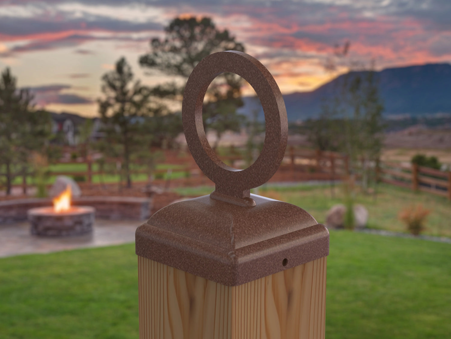 Nautical Rope Ring Fence Post Cap (Multiple Post Sizes Available) - Madison Iron and Wood