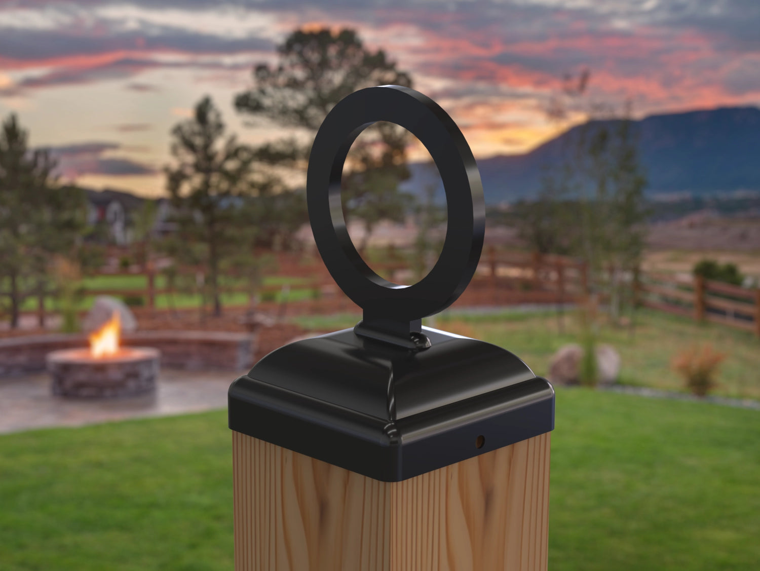 Nautical Rope Ring Fence Post Cap (Multiple Post Sizes Available) - Madison Iron and Wood