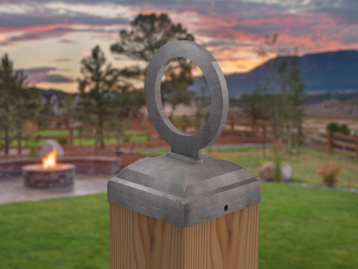 Nautical Rope Ring Fence Post Cap (Multiple Post Sizes Available) - Madison Iron and Wood