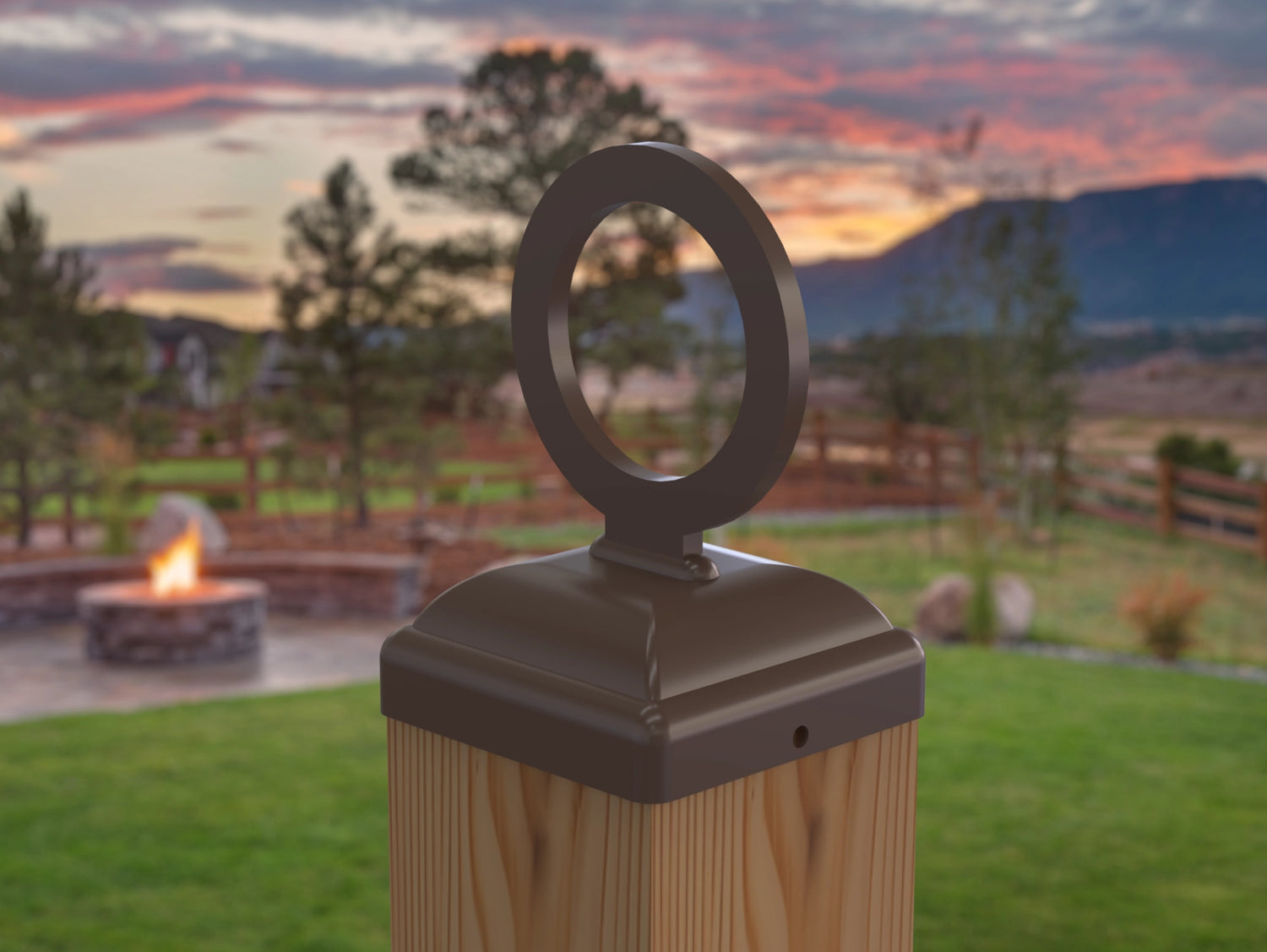 Nautical Rope Ring Fence Post Cap (Multiple Post Sizes Available) - Madison Iron and Wood
